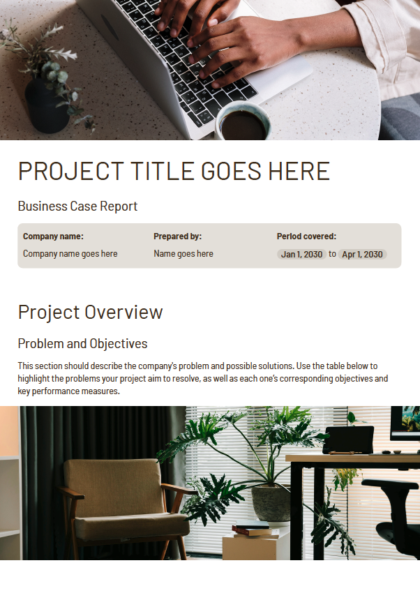 One Page Business Case Report Preview
