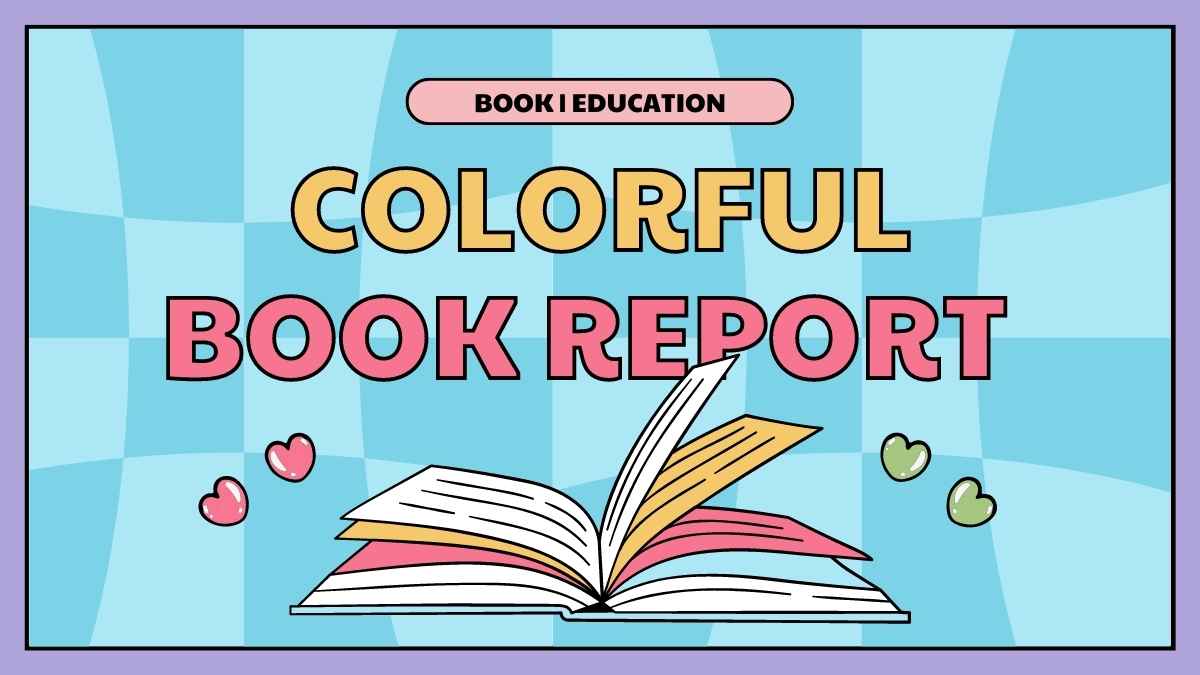 Pastel Checkerboard Scrapbook Colorful Book Report Slides Preview