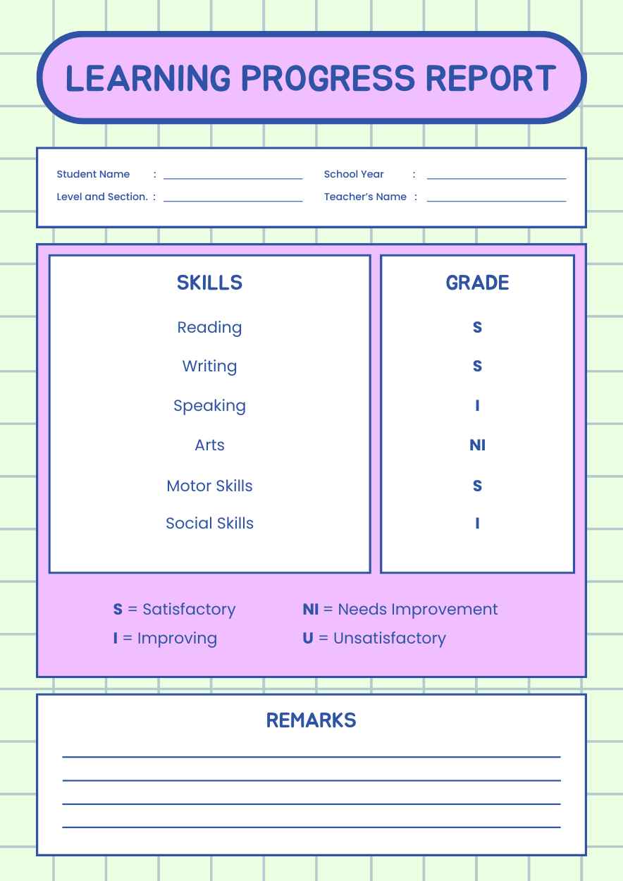 Pastel Learning Progress Report Preview