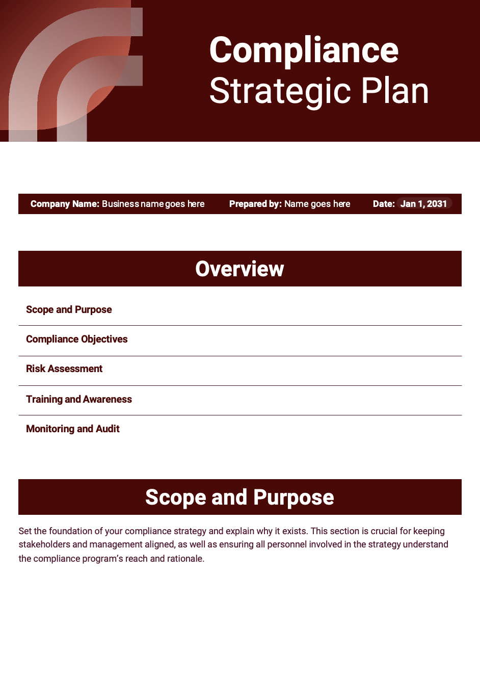 Professional Compliance Strategic Plan Preview