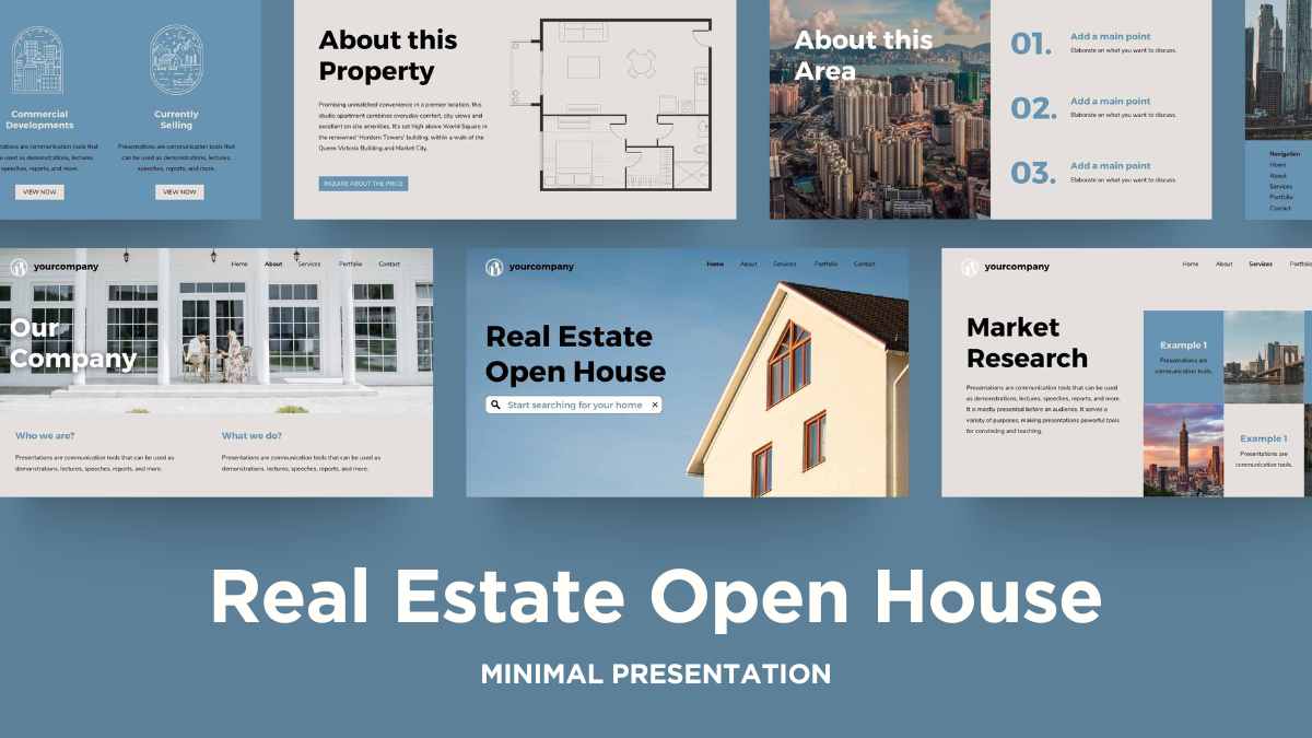 Minimalistic Real Estate Open House Website Design Slides Preview