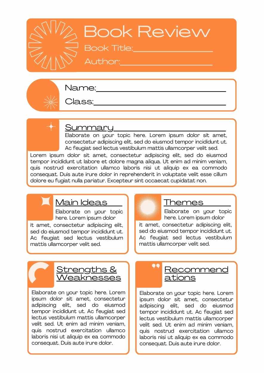 Simple Book Review Worksheet Preview