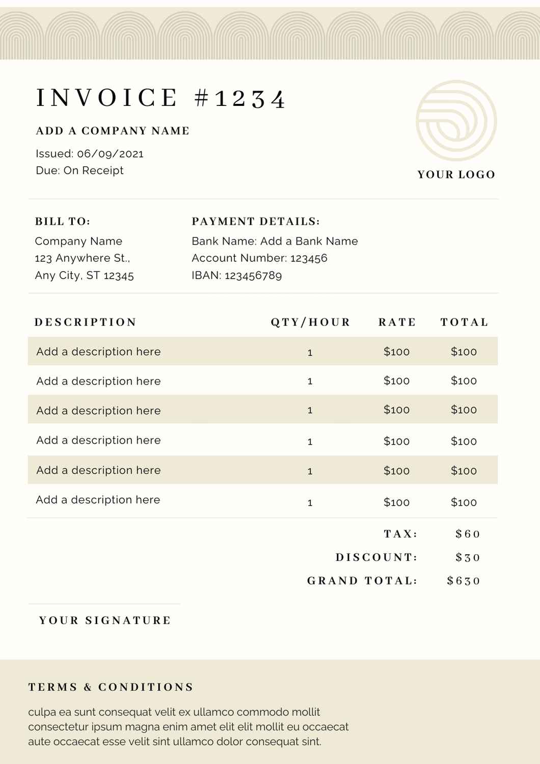 Simple Generic Invoice Template Preview