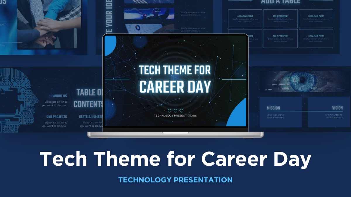 Black and Blue Tech Theme for Career Day Technology Slides Preview