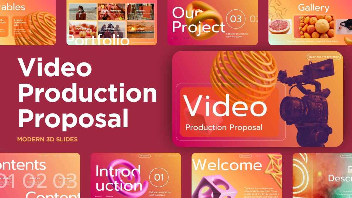 Modern 3D Video Production Proposal Slides Preview