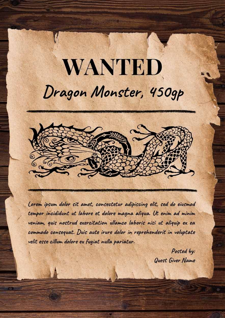 Vintage Dnd Wanted Poster Preview