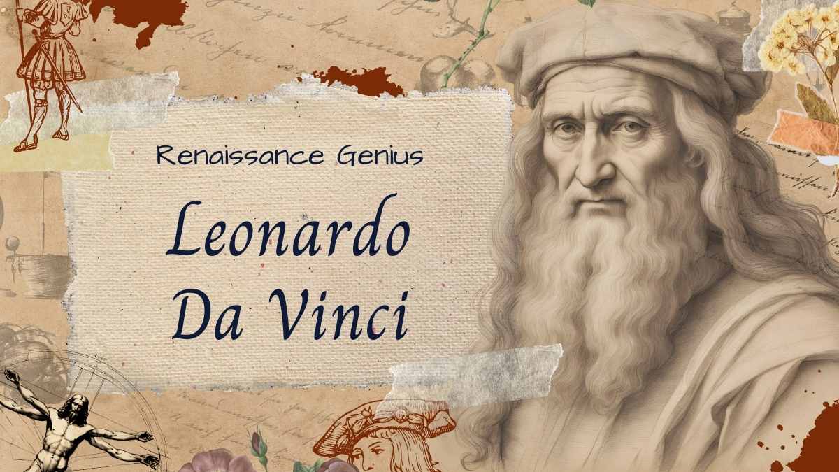 Vintage Leonardo Da Vinci Biography Slides Preview